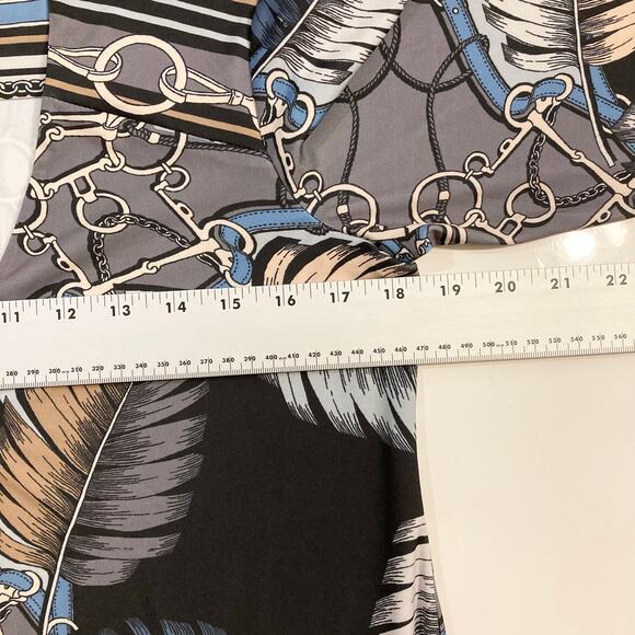 NWOT HALE BOB Blouse S Chains-Rope Leaf Faux Wrap Long Sleeve Lined Stretchy - Picture 9 of 11